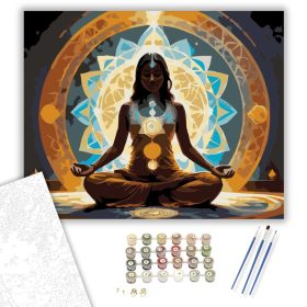Meditáló Jógi Szent Geometriával - számfestő készlet - Számfestő.hu - 40×50cm - keret nélkül