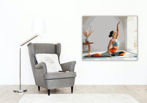 Jóga Póz Minimalista Beltérben - számfestő készlet - Számfestő.hu - 40×50cm - keretre feszítve