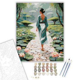 Lotuszvirágos Kavicsos Út Zen Kertben - számfestő készlet - Számfestő.hu - 40×50cm - keret nélkül