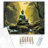 Meditáló Buddha a Természet Közepén - számfestő készlet - Számfestő.hu - 40×50cm - keretre feszítve