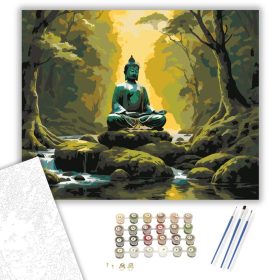 Meditáló Buddha a Természet Közepén - számfestő készlet - Számfestő.hu - 40×50cm - keret nélkül