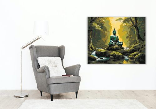 Meditáló Buddha a Természet Közepén - számfestő készlet - Számfestő.hu - 40×50cm - keretre feszítve