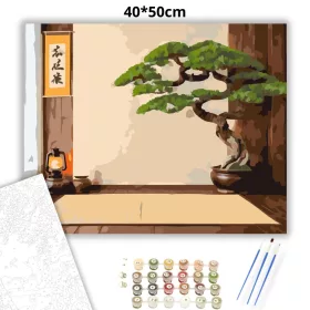 Bonsai és Zen Kalligráfia - számfestő készlet - Számfestő.hu - 40×50cm - Keret nélkül
