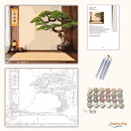 Bonsai és Zen Kalligráfia - számfestő készlet - Számfestő.hu - 40×50cm - Keret nélkül