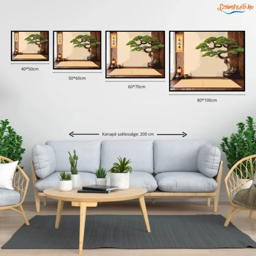 Bonsai és Zen Kalligráfia - számfestő készlet - Számfestő.hu - 40×50cm - Keret nélkül