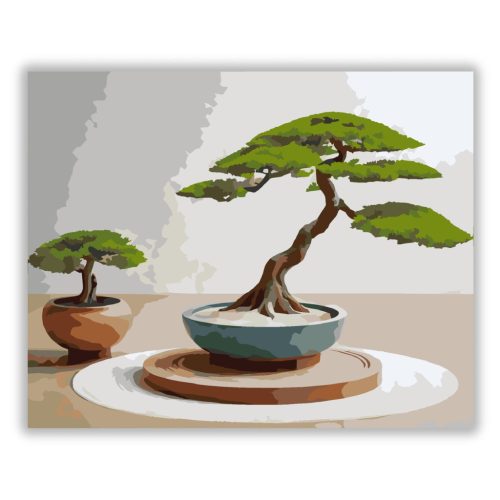 Bonsai és Kavicsmintás Zen Kert - számfestő készlet - Számfestő.hu