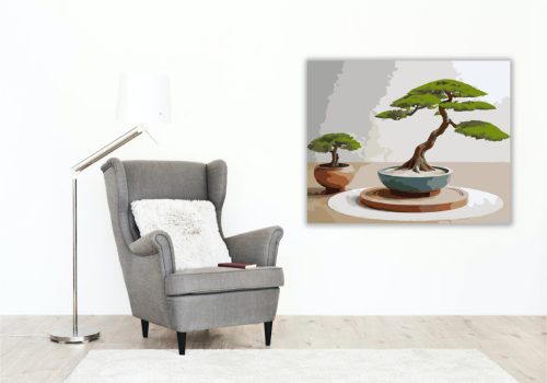 Bonsai és Kavicsmintás Zen Kert - számfestő készlet - Számfestő.hu - 40×50cm - keret nélkül