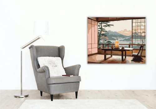 Japán Stílusú Szoba Gyertyával és Teáscsészével - számfestő készlet - Számfestő.hu - 40×50cm - keret nélkül