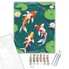 Koi Halak és Lótuszvirágok - számfestő készlet - Számfestő.hu - 40×50cm - keretre feszítve