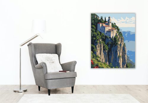 Athosz-hegyi Kolostor a Sziklákon - számfestő készlet - Számfestő.hu - 60×70cm - keret nélkül