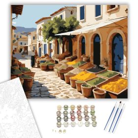 Görög Falu Piaca - számfestő készlet - Számfestő.hu - 40×50cm - keret nélkül