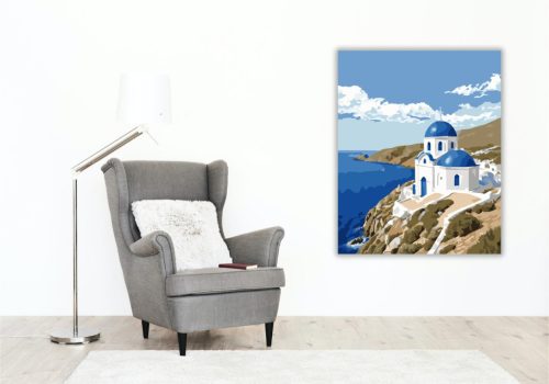 Ios Fehér Temploma és Kék Kupolája - számfestő készlet - Számfestő.hu - 60×70cm - keret nélkül