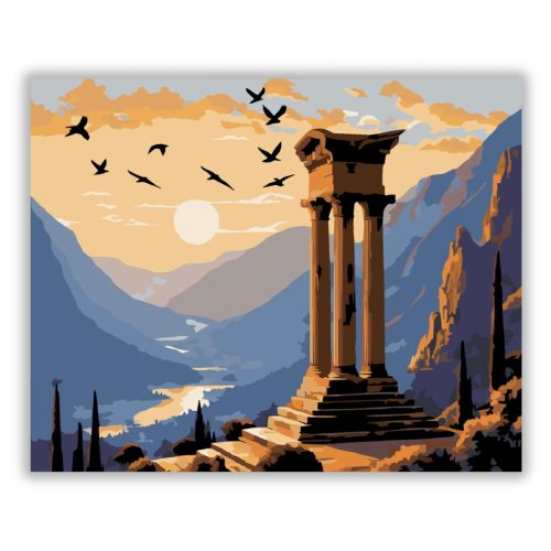 Delphi Templomának Sziluettje Naplementében - Számfestő.hu