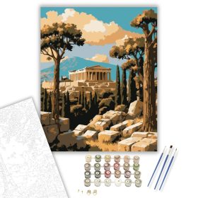 Parthenón az Akropoliszon - számfestő készlet - Számfestő.hu - 40×50cm - keret nélkül