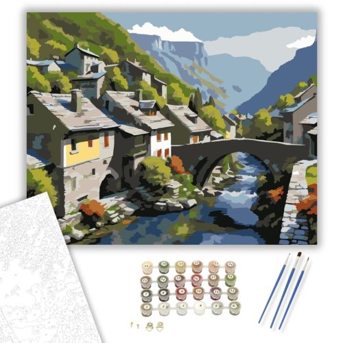Zagori Hegyi Falu és Kőhíd - számfestő készlet - Számfestő.hu - 40×50cm - keret nélkül