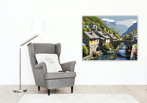 Zagori Hegyi Falu és Kőhíd - számfestő készlet - Számfestő.hu - 50×60cm - keret nélkül