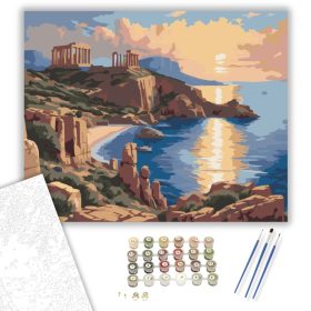 Poseidon Temploma Cape Sounionnál - számfestő készlet - Számfestő.hu - 40×50cm - keret nélkül