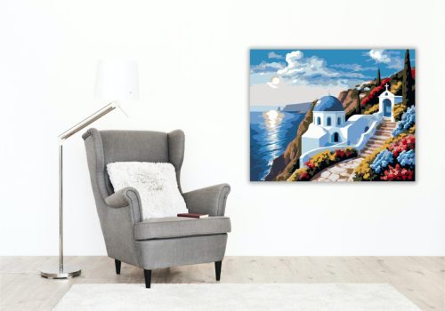 Tengerre Néző Fehér Kápolna és Kék Kupola - számfestő készlet - Számfestő.hu - 50×60cm - keret nélkül