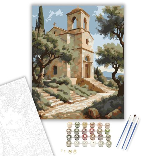 Kréta Olajfaligete és Kápolnája - számfestő készlet - Számfestő.hu - 40×50cm - keret nélkül