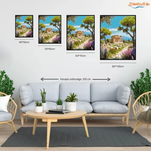 Apolló Temploma és Vadvirágok Korinthoszban - számfestő készlet - Számfestő.hu - 40×50cm - Keret nélkül