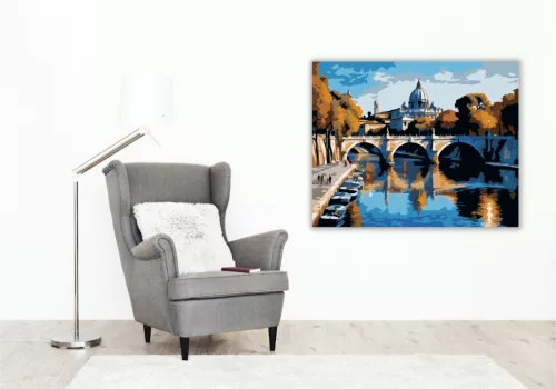 Római Híd és Szent Péter Bazilika - számfestő készlet - Számfestő.hu - 40×50cm - keret nélkül