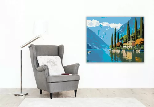 Comói-tó és Villa - számfestő készlet - Számfestő.hu - 40×50cm - Keret nélkül