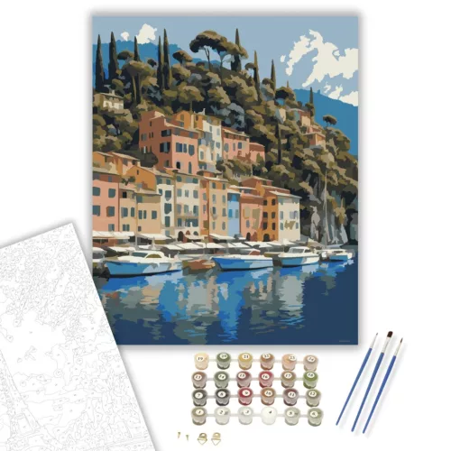 Portofino Kikötője - számfestő készlet - Számfestő.hu - 40×50cm - keret nélkül