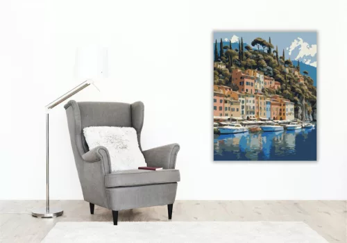 Portofino Kikötője - számfestő készlet - Számfestő.hu - 40×50cm - keretre feszítve