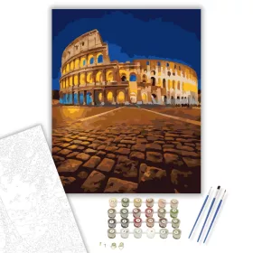 Római Colosseum Éjszakai Fényben - számfestő készlet - Számfestő.hu - 40×50cm - keret nélkül