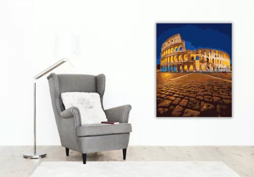 Római Colosseum Éjszakai Fényben - számfestő készlet - Számfestő.hu - 60×70cm - keretre feszítve