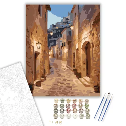 Matera Óvárosi Utcája - számfestő készlet - Számfestő.hu - 60×70cm - keret nélkül