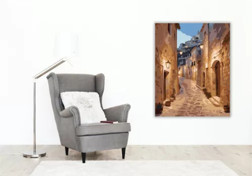 Matera Óvárosi Utcája - számfestő készlet - Számfestő.hu - 60×70cm - keret nélkül