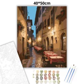 Firenzei Trattoria a Sikátorban - számfestő készlet - Számfestő.hu - 40×50cm - Keret nélkül