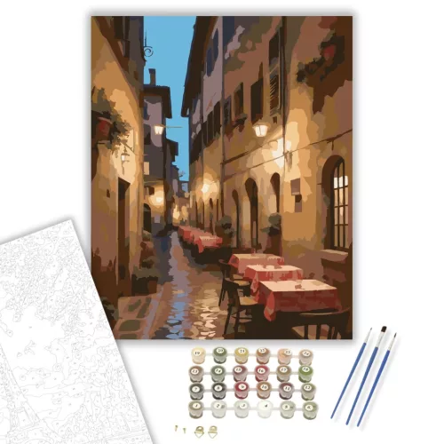 Firenzei Trattoria a Sikátorban - számfestő készlet - Számfestő.hu - 40×50cm - keretre feszítve
