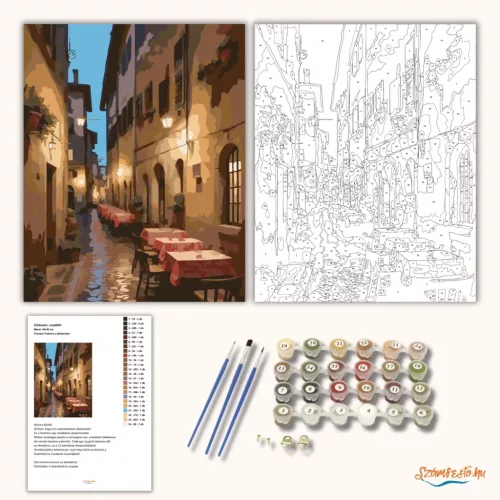 Firenzei Trattoria a Sikátorban - számfestő készlet - Számfestő.hu - 40×50cm - Keret nélkül