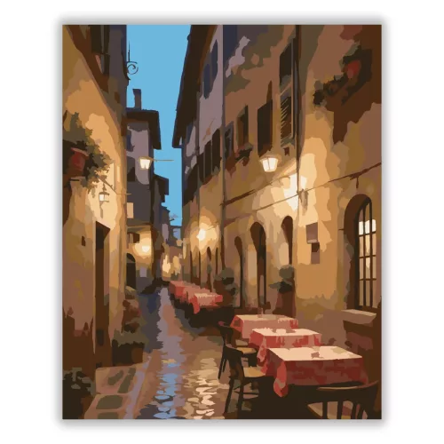 Firenzei Trattoria a Sikátorban - számfestő készlet - Számfestő.hu - 40×50cm - Keret nélkül