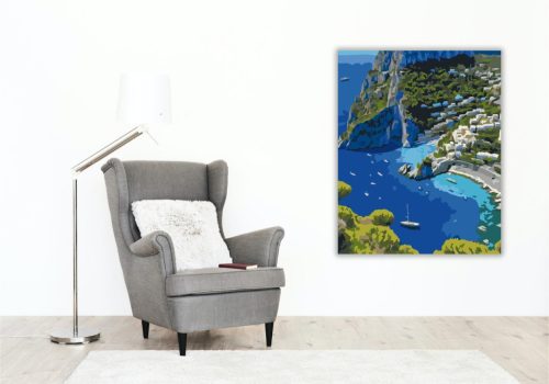 Capri Szigetének Madártávlatból - számfestő készlet - Számfestő.hu - 40×50cm - keret nélkül