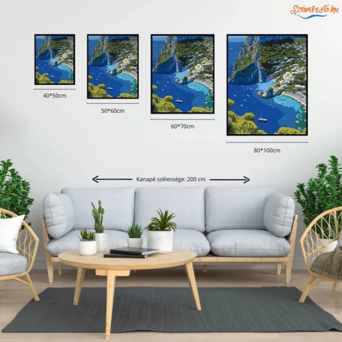 Capri Szigetének Madártávlatból - számfestő készlet - Számfestő.hu - 40×50cm - Keret nélkül
