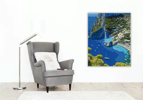 Capri Szigetének Madártávlatból - számfestő készlet - Számfestő.hu - 40×50cm - Keret nélkül