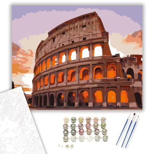 Római Colosseum Naplementében - számfestő készlet - Számfestő.hu - 40×50cm - keret nélkül