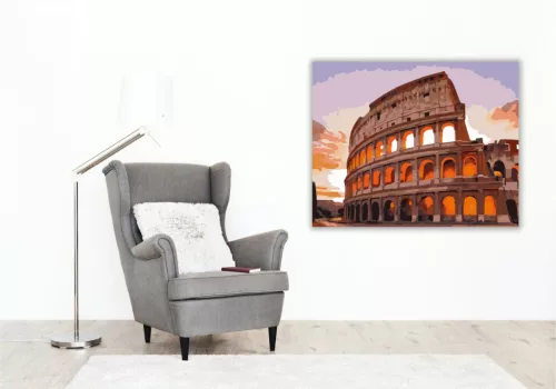 Római Colosseum Naplementében - számfestő készlet - Számfestő.hu - 60×70cm - keret nélkül