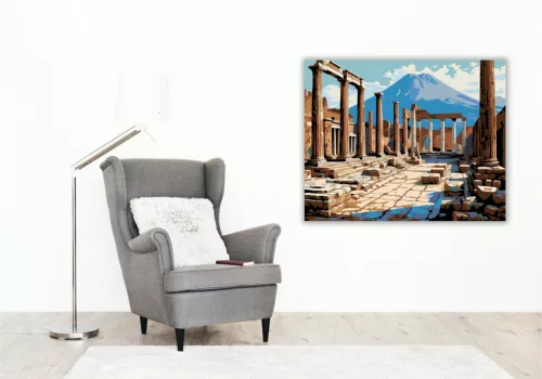 Pompeji Romjai és Vezúv - számfestő készlet - Számfestő.hu - 50×60cm - keret nélkül