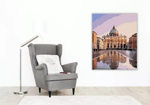 Szent Péter Bazilika Napfelkeltében - számfestő készlet - Számfestő.hu - 60×70cm - keret nélkül