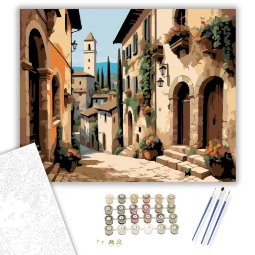 San Gimignano Kanyargós Sikátora - számfestő készlet - Számfestő.hu - 60×70cm - keret nélkül