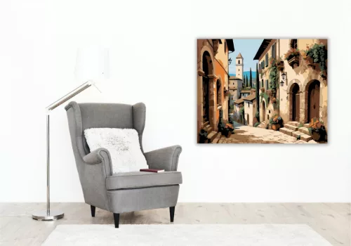 San Gimignano Kanyargós Sikátora - számfestő készlet - Számfestő.hu - 80×100cm - keret nélkül