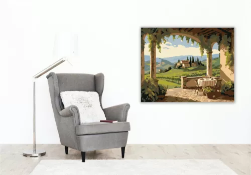 Toszkán Szőlőültetvény Terasza - számfestő készlet - Számfestő.hu - 40×50cm - keret nélkül