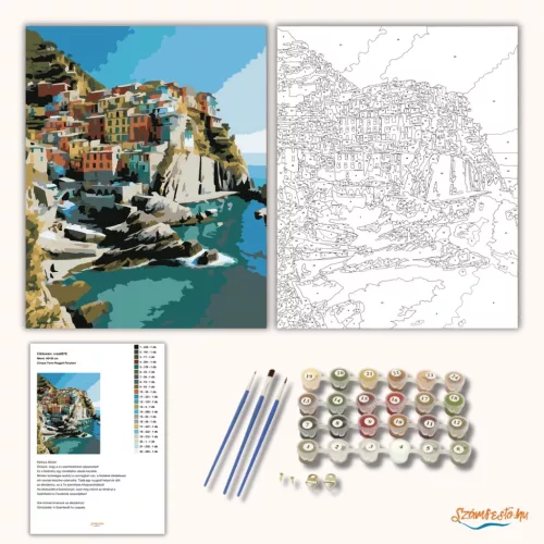 Cinque Terre Reggeli Fényben - számfestő készlet - Számfestő.hu - 50×60cm - Keret nélkül