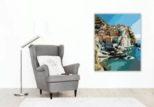 Cinque Terre Reggeli Fényben - számfestő készlet - Számfestő.hu - 50×60cm - keret nélkül