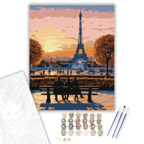 Eiffel-torony Naplementében a Trocadéro Kertjeiből - számfestő készlet - Számfestő.hu - 40×50cm - keret nélkül