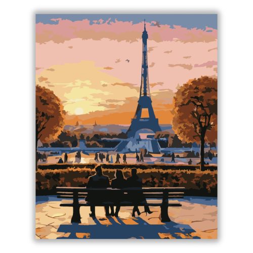 Eiffel-torony Naplementében a Trocadéro Kertjeiből - Számfestő.hu